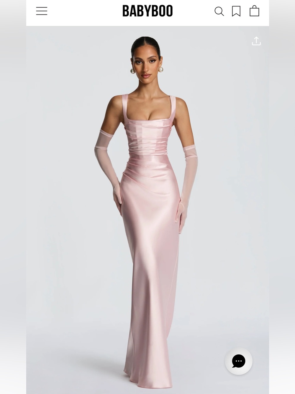 Babyboo Satin Maxi Dress in Blush Pink